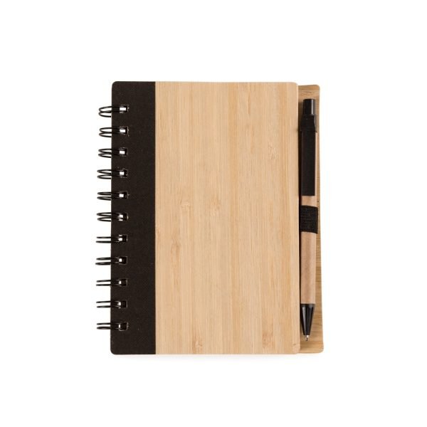 Bloco de Anotaçőes Bambu com Caneta